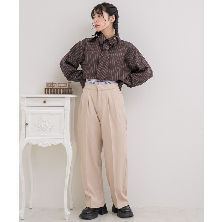 【retro girl/レトロガール】RETRO GIRL ロゴベルト付きPT 通販 服 BEG1 SHOPLIST/ショップリスト