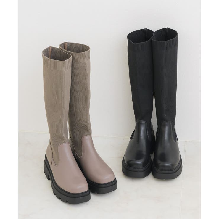 BLK1 | ソックスロングブーツ | RETRO GIRL