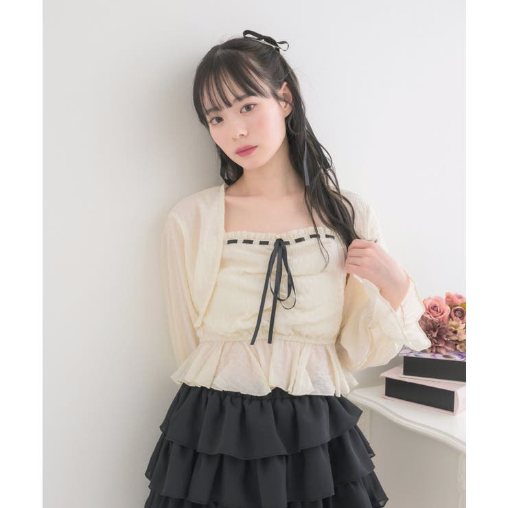 リボンステッチキャミ＆ボレロSET | RETRO GIRL | 詳細画像2 