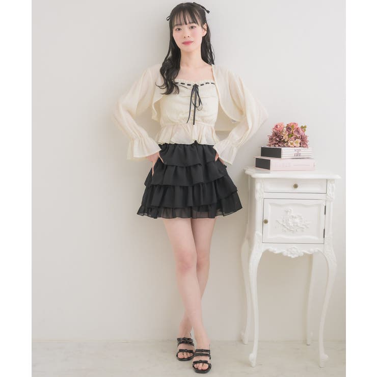 リボンステッチキャミ＆ボレロSET | RETRO GIRL | 詳細画像3 