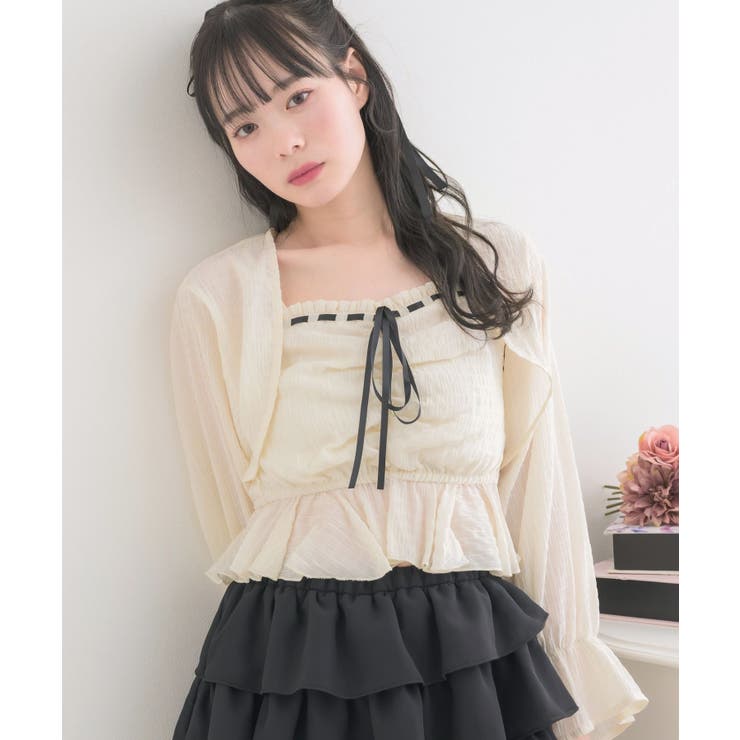 WHT4 | リボンステッチキャミ＆ボレロSET | RETRO GIRL