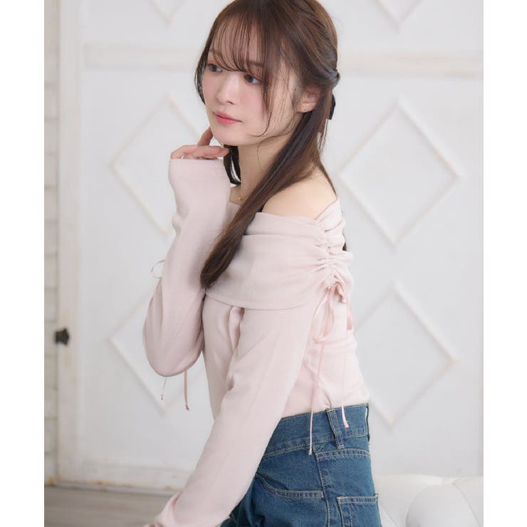PNK0 | リボン付きオフショルCT | RETRO GIRL