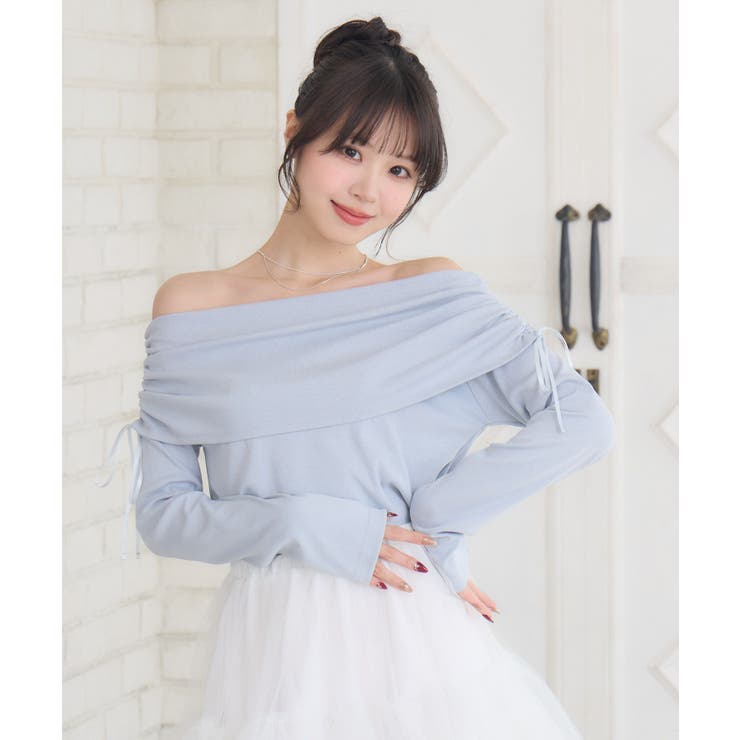 BLU0 | リボン付きオフショルCT | RETRO GIRL