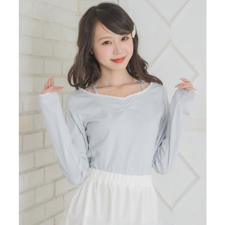 BLU0 | リボン付きシャーリングCT | RETRO GIRL