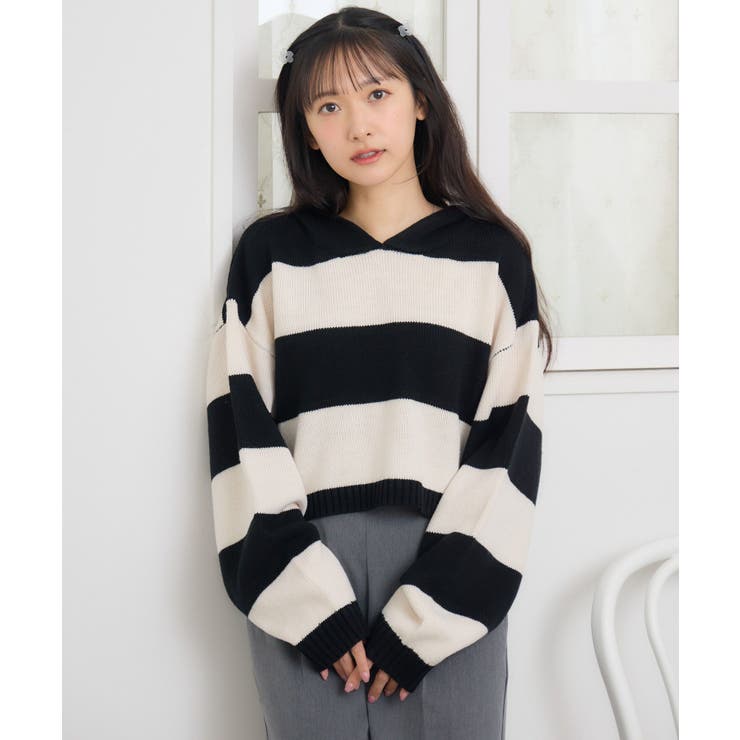 BLK1 | ボーダーショートNTフーディー | RETRO GIRL