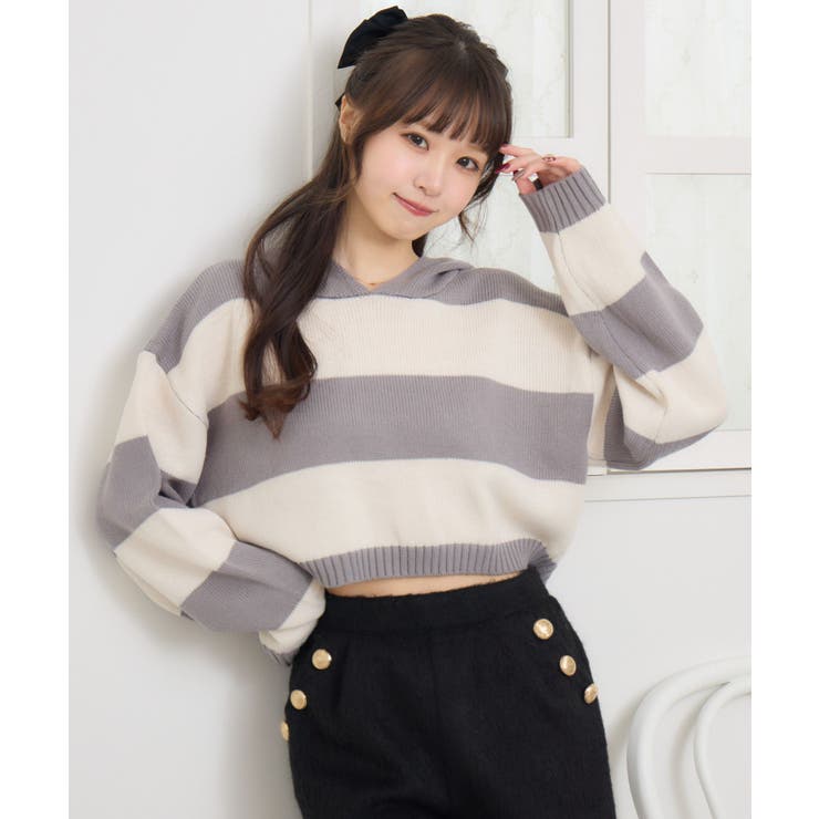 GRY1 | ボーダーショートNTフーディー | RETRO GIRL