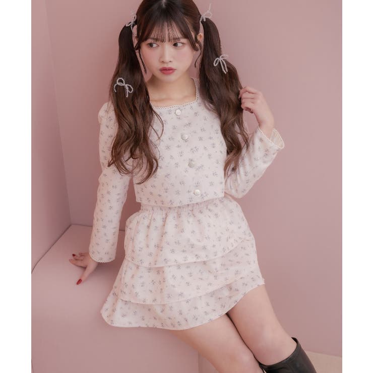 P/WHT | 花柄フリルJK＆SKセット | RETRO GIRL
