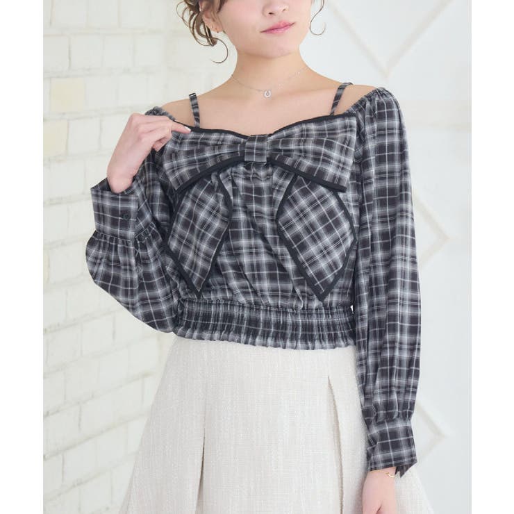 パイピングリボンチェックBL | RETRO GIRL | 詳細画像1 