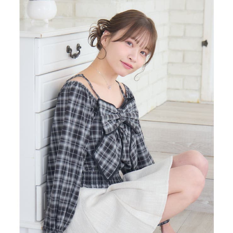 パイピングリボンチェックBL | RETRO GIRL | 詳細画像2 