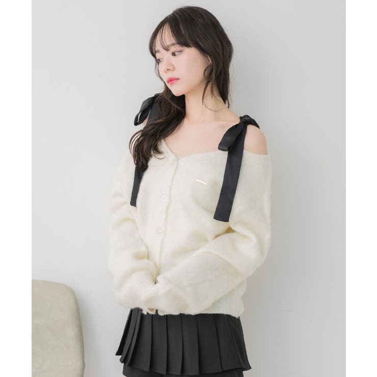 肩リボン起毛カーデ | RETRO GIRL | 詳細画像12 