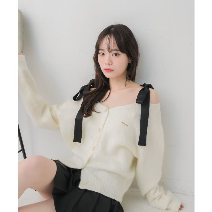 肩リボン起毛カーデ | RETRO GIRL | 詳細画像3 