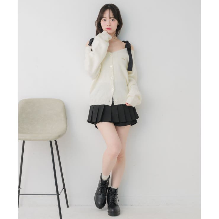 肩リボン起毛カーデ | RETRO GIRL | 詳細画像4 