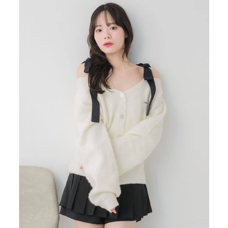 肩リボン起毛カーデ | RETRO GIRL | 詳細画像9 