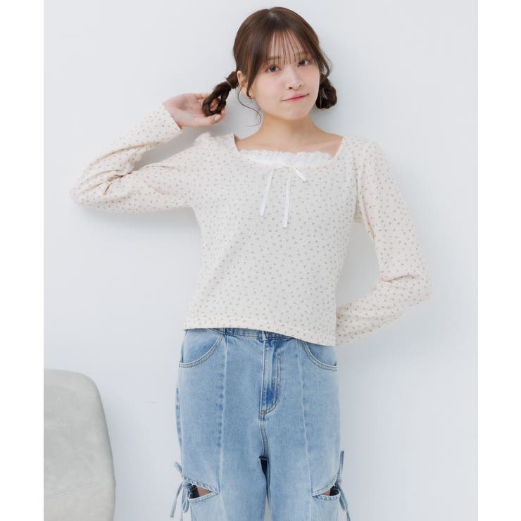 小花柄ワッフルロンTEE | RETRO GIRL | 詳細画像8 