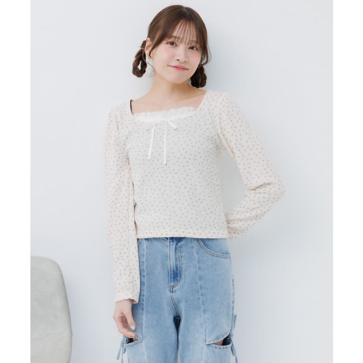小花柄ワッフルロンTEE | RETRO GIRL | 詳細画像9 