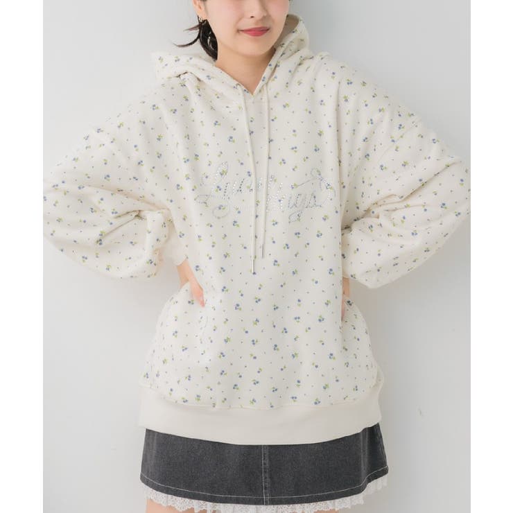 P/WHT | ビジューロゴBIGフーディー | RETRO GIRL