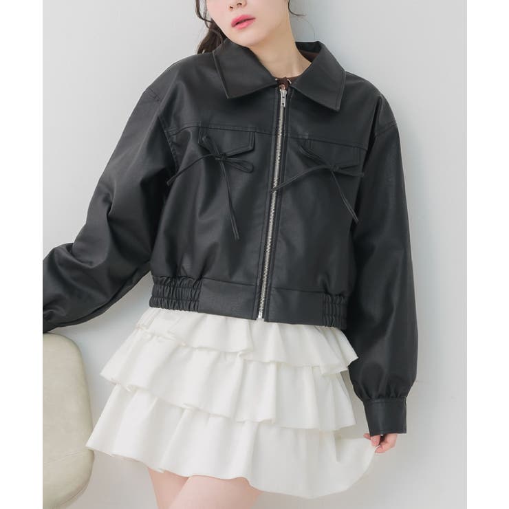 BLK1 | レースパッチ付FレザーBZ | RETRO GIRL