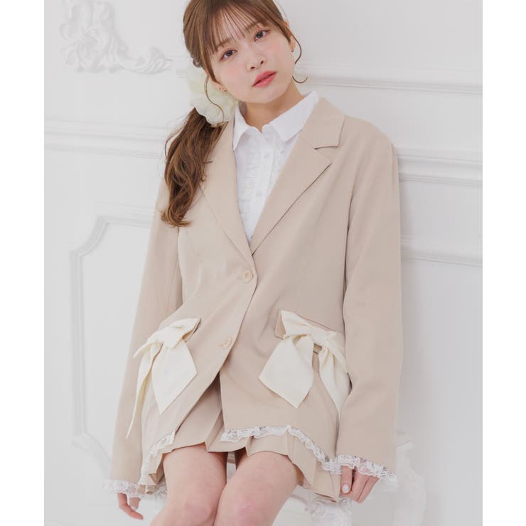 【セットアップ対応】リボンポケットテーラードJK | RETRO GIRL | 詳細画像1 