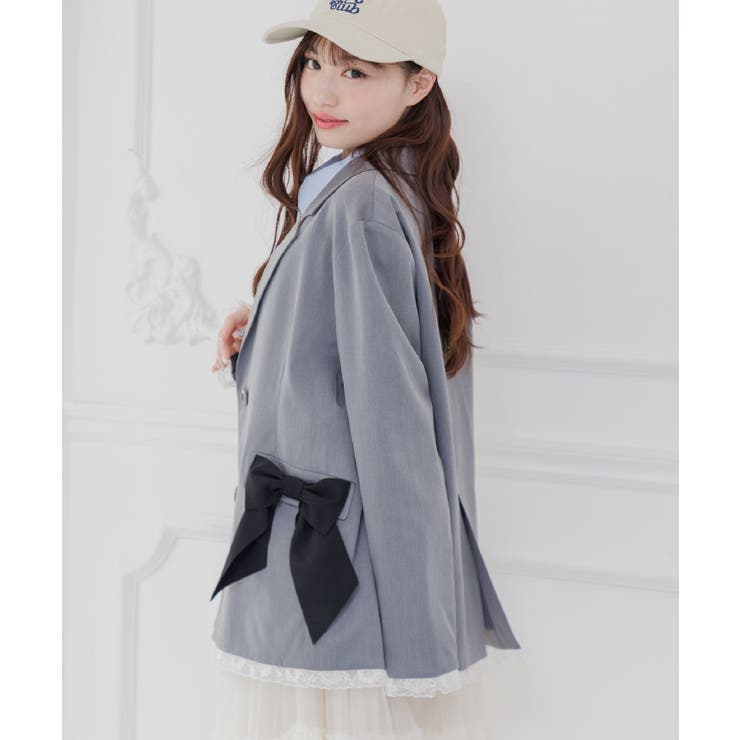 GRY1 | 【セットアップ対応】リボンポケットテーラードJK | RETRO GIRL