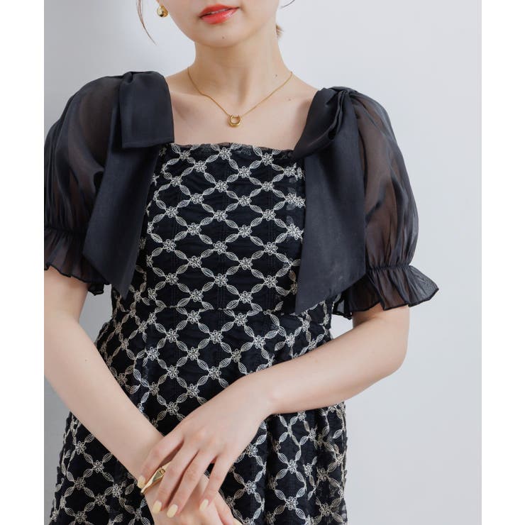 【オケージョン】金刺繍肩リボンドレス | RETRO GIRL | 詳細画像10 