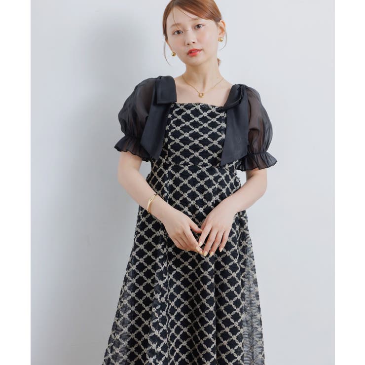 【オケージョン】金刺繍肩リボンドレス | RETRO GIRL | 詳細画像8 