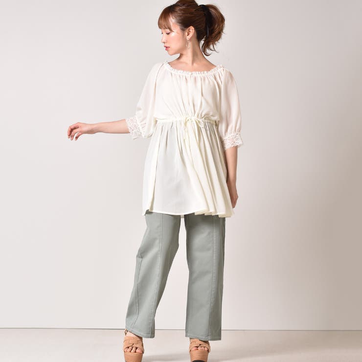 かわいい❤✩.*˚昭和レトロ✩.*˚❤レトロガール❤️パッチワーク❤ ◇Emsexcite◇ 配色ステッチワイドPT[品番：RTGW0001918]｜RETRO