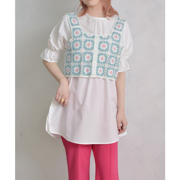 花柄クロシェベストSET[品番：RTGW0005523]｜RETRO GIRL（レトロガール ）のレディースファッション通販｜SHOPLIST（ショップリスト）