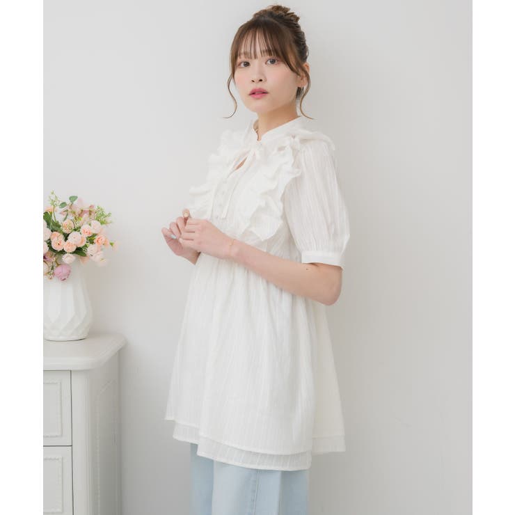 格安即決 レースフリルチュニックOP[品番：RTGW0009153]｜RETRO GIRL トップス