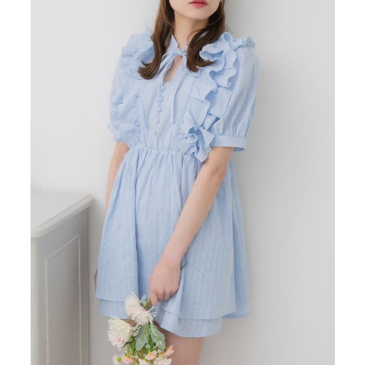 BLU0 | レースフリルチュニックOP | RETRO GIRL