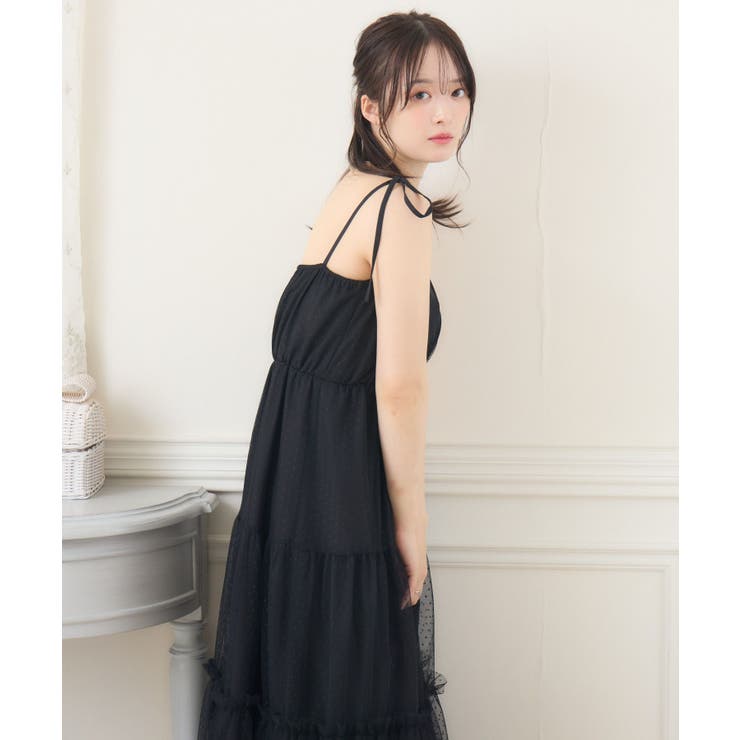 BCBG MAXAZRIA プリーツ ティアード チュール ブラック　ワンピース アンドクチュール AND COUTURE ギャザーVネックティアード
