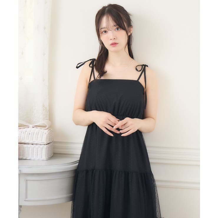 BCBG MAXAZRIA プリーツ ティアード チュール ブラック　ワンピース セール】 チュールティアードワンピース （ロング・マキシ丈