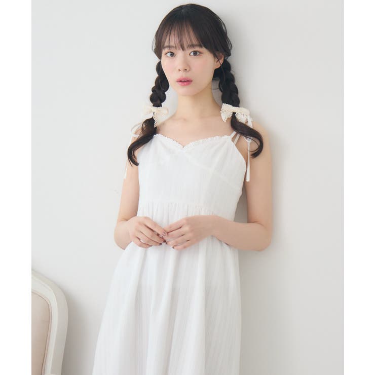 WHT1 | 肩リボンレースキャミOP | RETRO GIRL