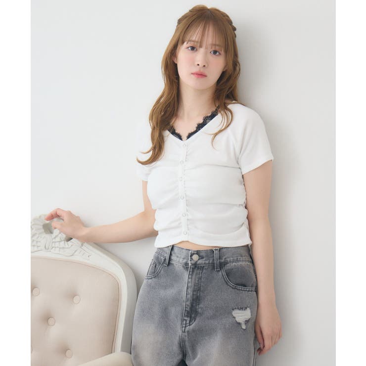 WHT2 | シャーリングドット釦CT | RETRO GIRL