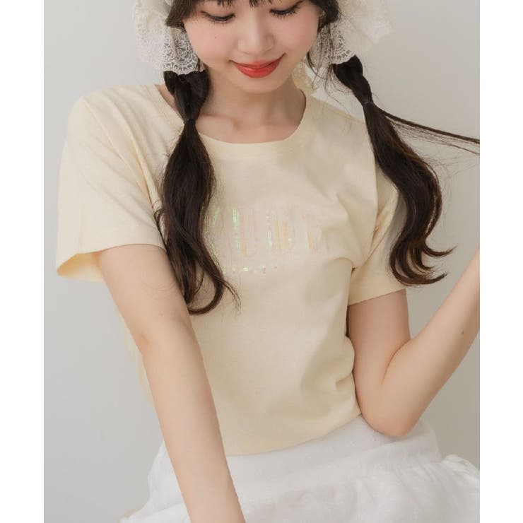 YEL0 | スパンコールロゴTEE | RETRO GIRL