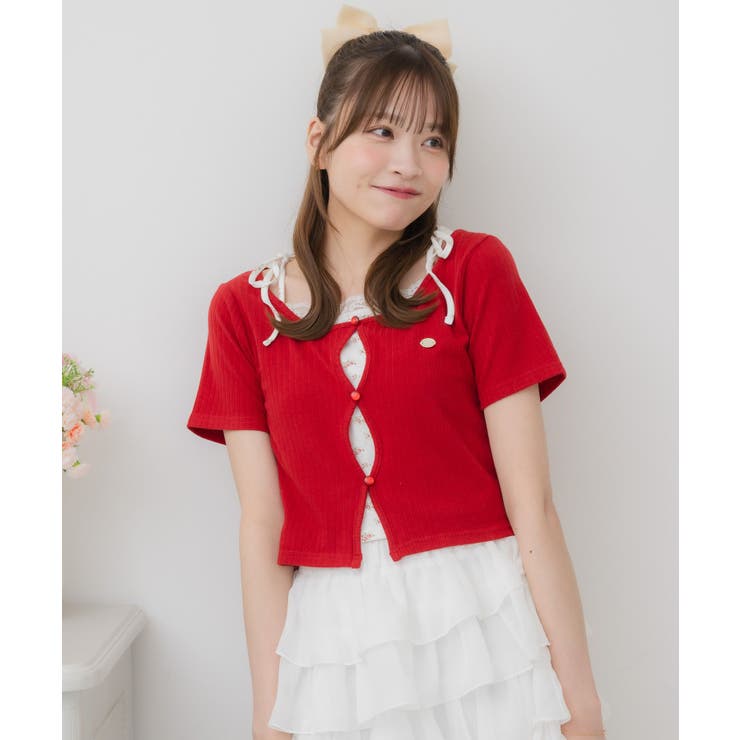 tシャツ 肩リボンドッキングベアキャミトップス レディース 肩リボンキャミドッキングCT|ems excite | RETRO GIRL ONLINE
