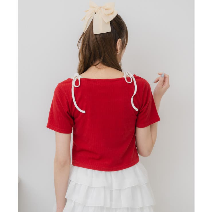 tシャツ 肩リボンドッキングベアキャミトップス レディース 肩リボンキャミドッキングCT|ems excite | RETRO GIRL ONLINE