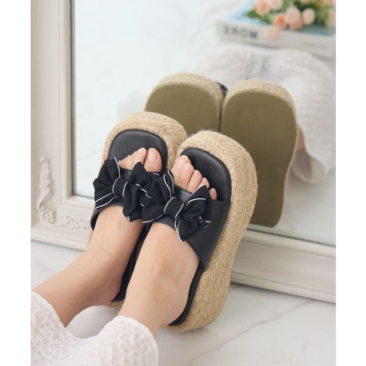 BLK1 | リボンジュートサンダル | RETRO GIRL