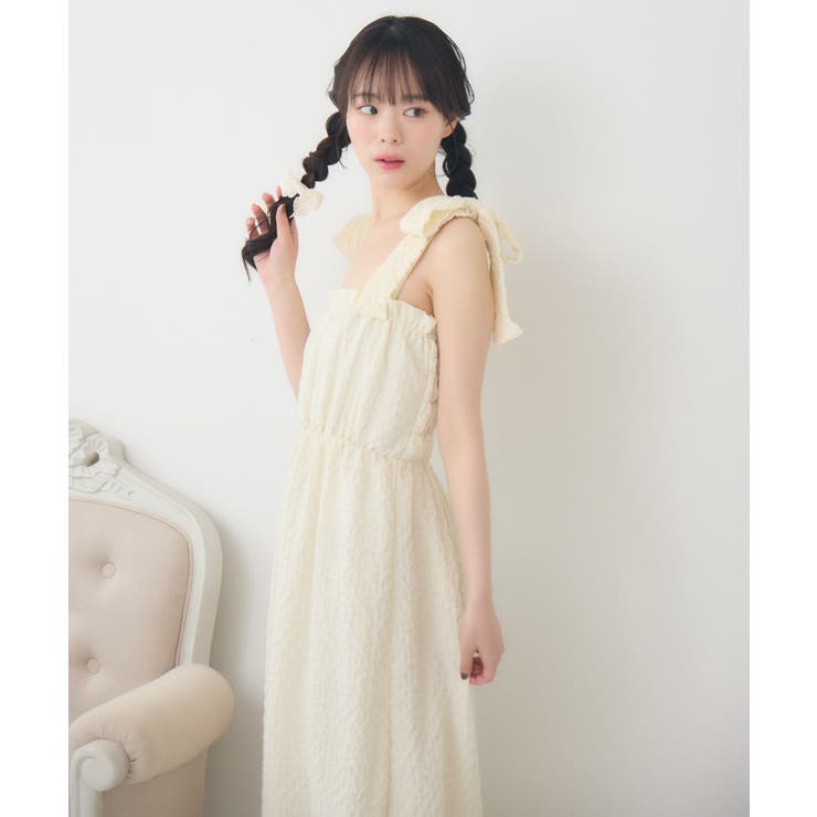 肩リボンリゾートロングOP[品番：RTGW0009087]｜RETRO GIRL（レトロ