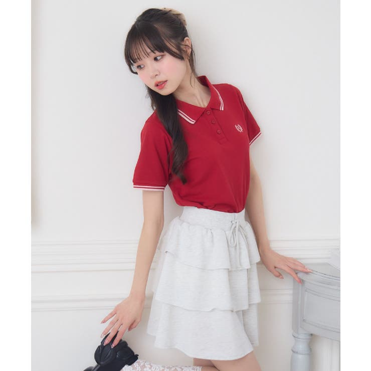 刺繍入りポロTEE[品番：RTGW0008962]｜RETRO GIRL（レトロガール