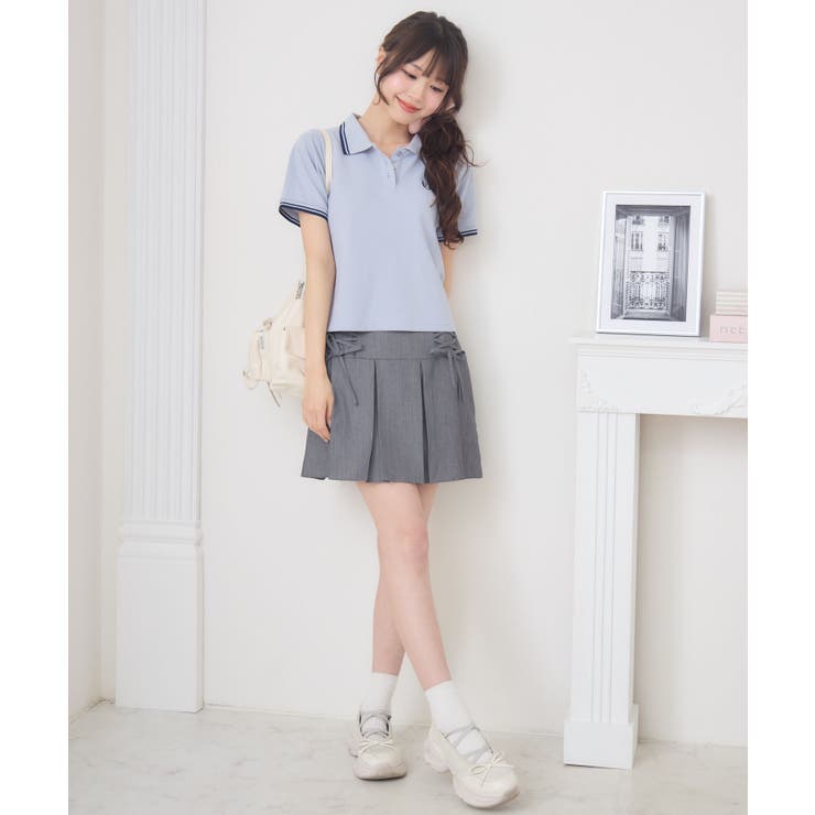 刺繍入りポロTEE[品番：RTGW0008962]｜RETRO GIRL（レトロガール