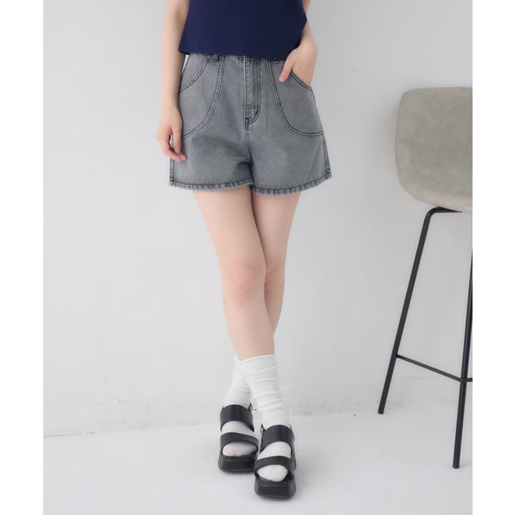 【2サイズ展開】切替デニムショートパンツ | RETRO GIRL | 詳細画像12 