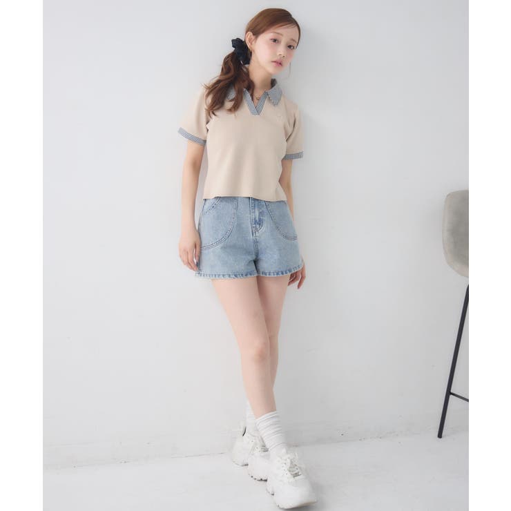 【2サイズ展開】切替デニムショートパンツ | RETRO GIRL | 詳細画像14 