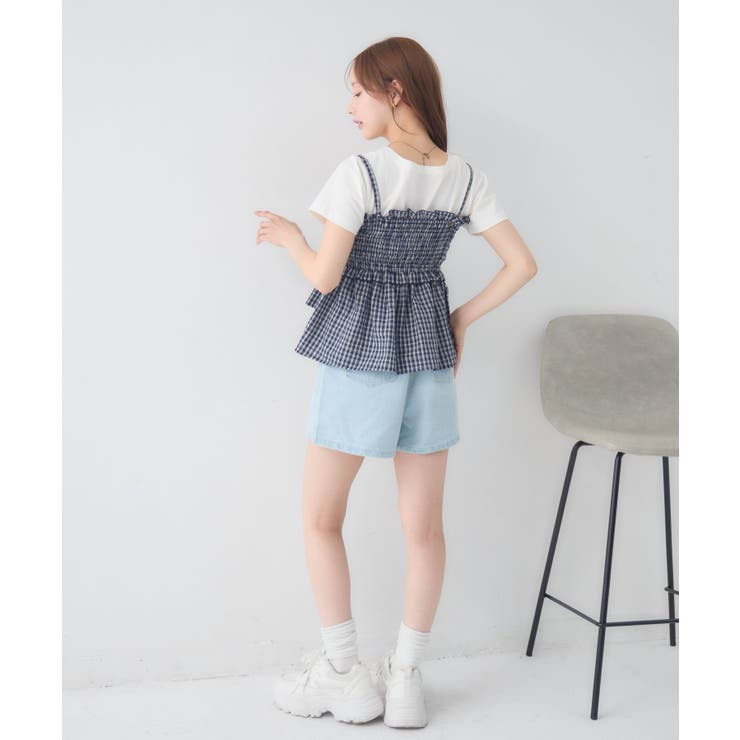 【2サイズ展開】切替デニムショートパンツ | RETRO GIRL | 詳細画像4 