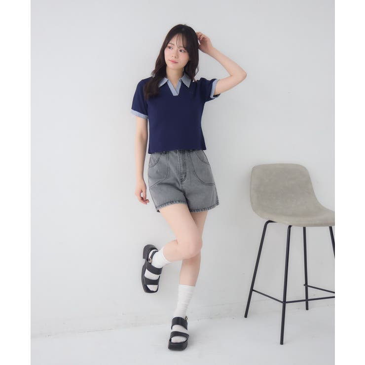 【2サイズ展開】切替デニムショートパンツ | RETRO GIRL | 詳細画像8 
