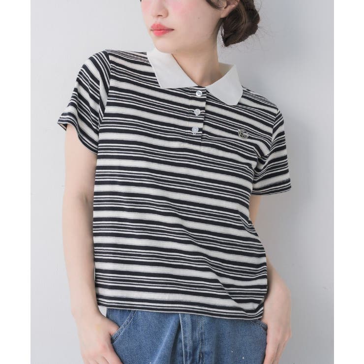 B/BLK | マルチボーダーポロTシャツ | RETRO GIRL