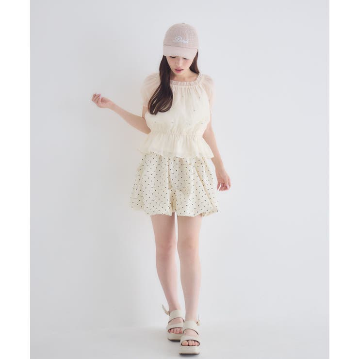 ビジュー付ペプラムブラウス | RETRO GIRL | 詳細画像7 