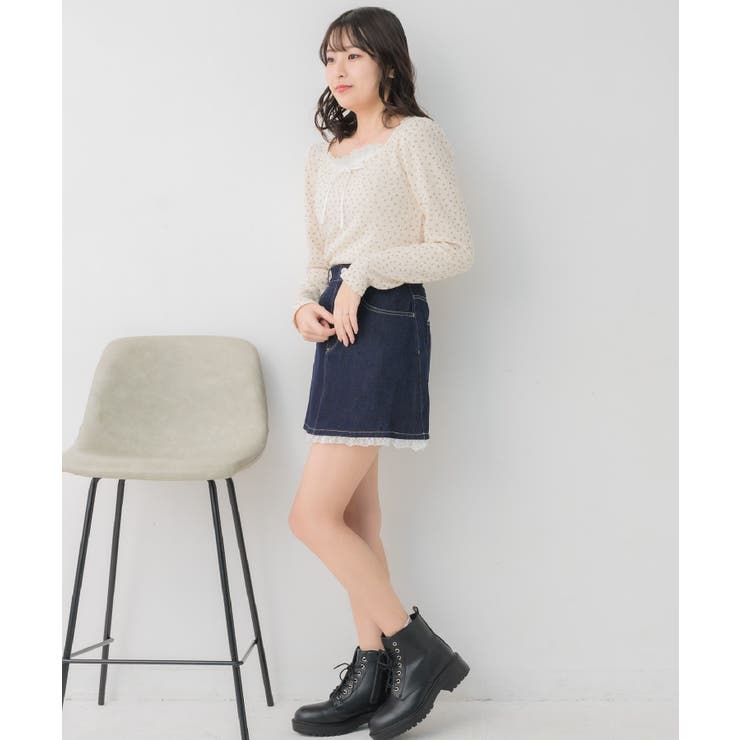 裾レースデニムミニSK | RETRO GIRL | 詳細画像12 