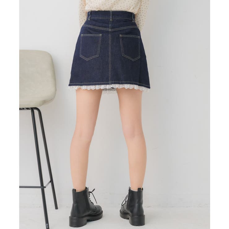 裾レースデニムミニSK | RETRO GIRL | 詳細画像17 