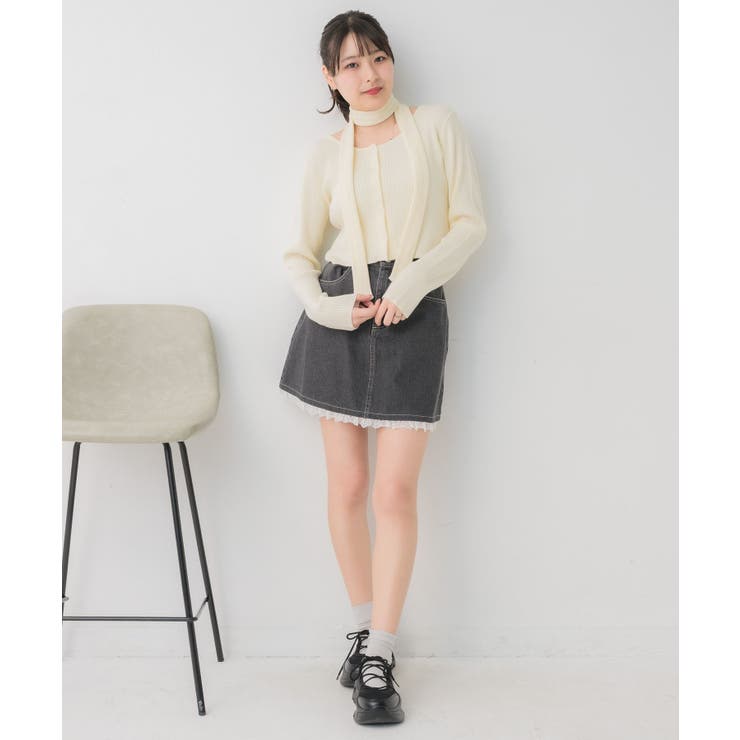 裾レースデニムミニSK | RETRO GIRL | 詳細画像2 