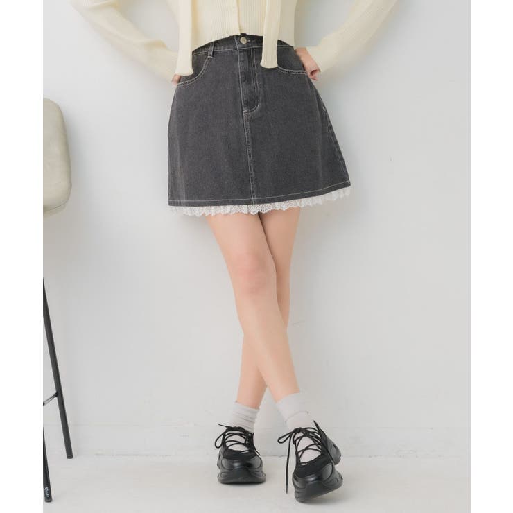 裾レースデニムミニSK | RETRO GIRL | 詳細画像6 